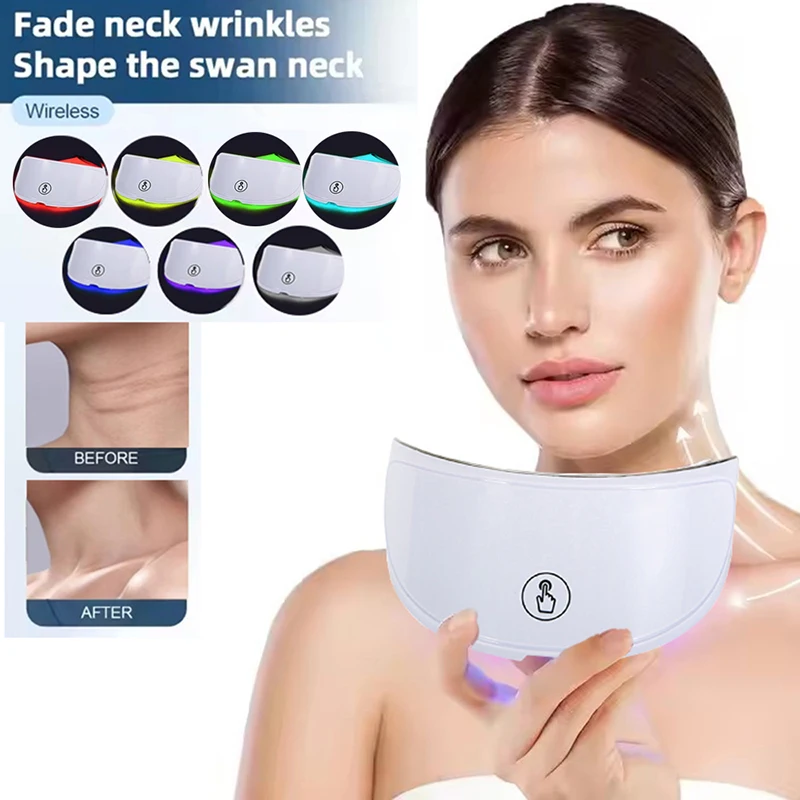 Neck LED Mask 7 Colors Photon Skin Brightening Anti-Wrinkle Neck Lift Beauty Mask Skin Tightening Neck Wrinkle Remover Skincare