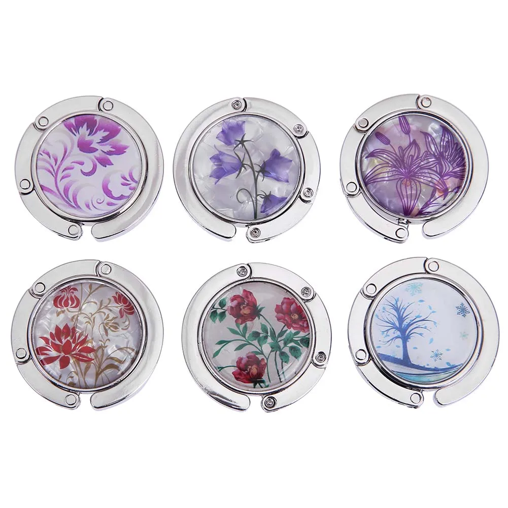 Delicate Foldable Handbag Hanger Portable Instant Bag Hanger Creatiee Stylish Landscape Pattern for Table Desk for Women Girl