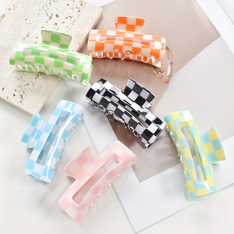 

Korean Hair Claw Clip - Plaid French Vintage Snap Clip, Minimalist Hair Accessory for Women