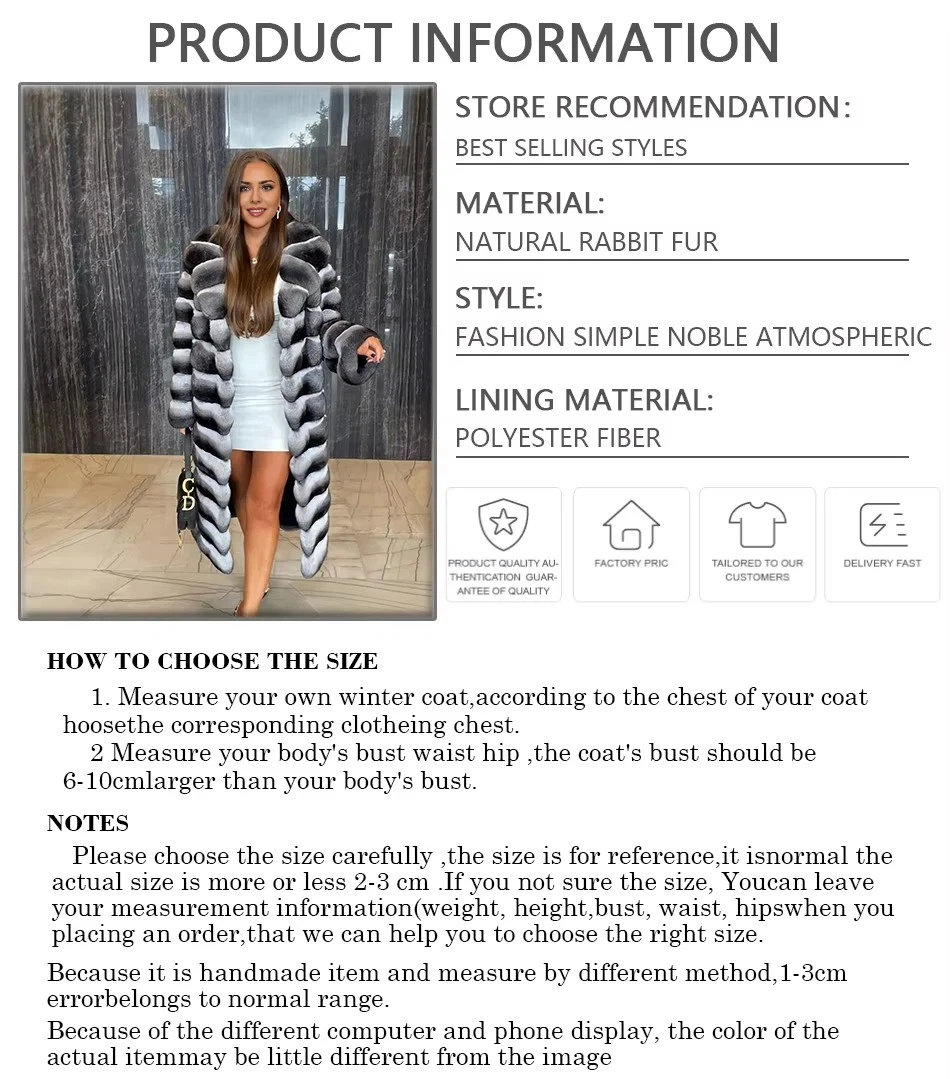 Natural Rex Rabbit Fur Coat Women New Winter Long Fur Jackets Chinchilla Fur Coat Hot Seller Real Fur Jacket