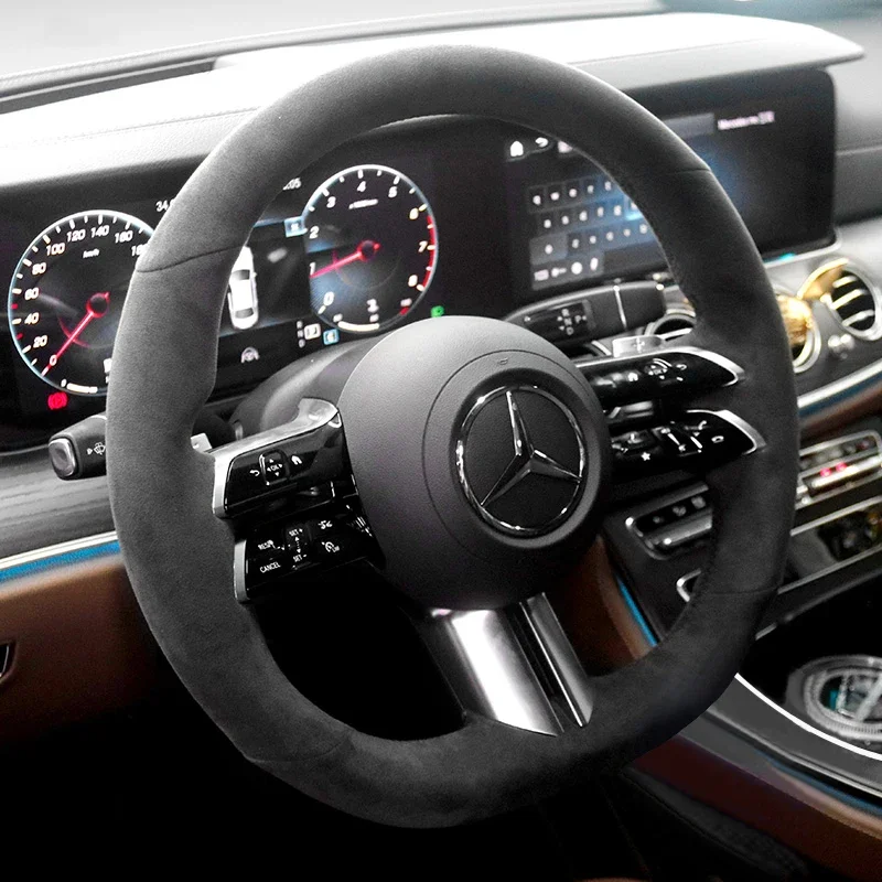 

Alcantara Steering Wheel Cover for Mercedes Benz E Class 2021 2022 Year Steering Wheel Wrap Car Accessories Steering Wheel Case