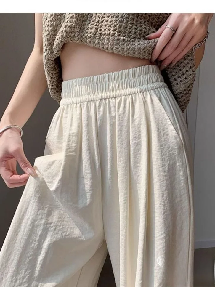 

High Waist Straight Leg Casual Pants Women's White Loose Drapey Comfortable Lazy Style Casual Trousers Spring 2026 New Arrival