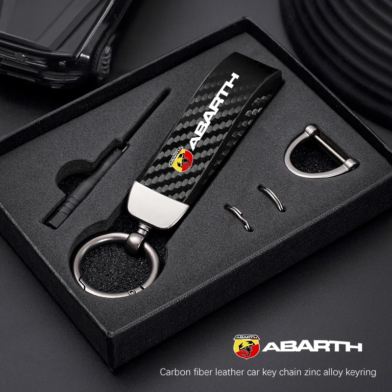 LLavero de fibra de carbono para coche, llavero de cuero de microfibra para FIAT Abarth 500 Pulse Panda Tipo Strada 600 500L Mobi Doblo