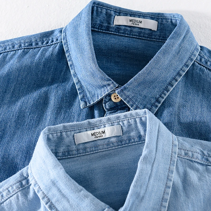 

Италия джинсовая повседневная хлопковая рубашка с коротким рукавом мужская брендовая трендовая удобная однотонная верхняя одежда сорочка Homme Прямая доставка