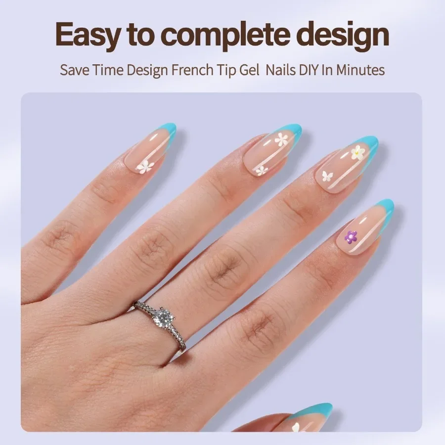 ミスシックス XBASI CTIPSフレンチチップ 付け爪 300枚入り ミディアムアーモンド型 フレンチジェルネイルチップ DIYネイルアートエクステンション ソフトジェルプレス