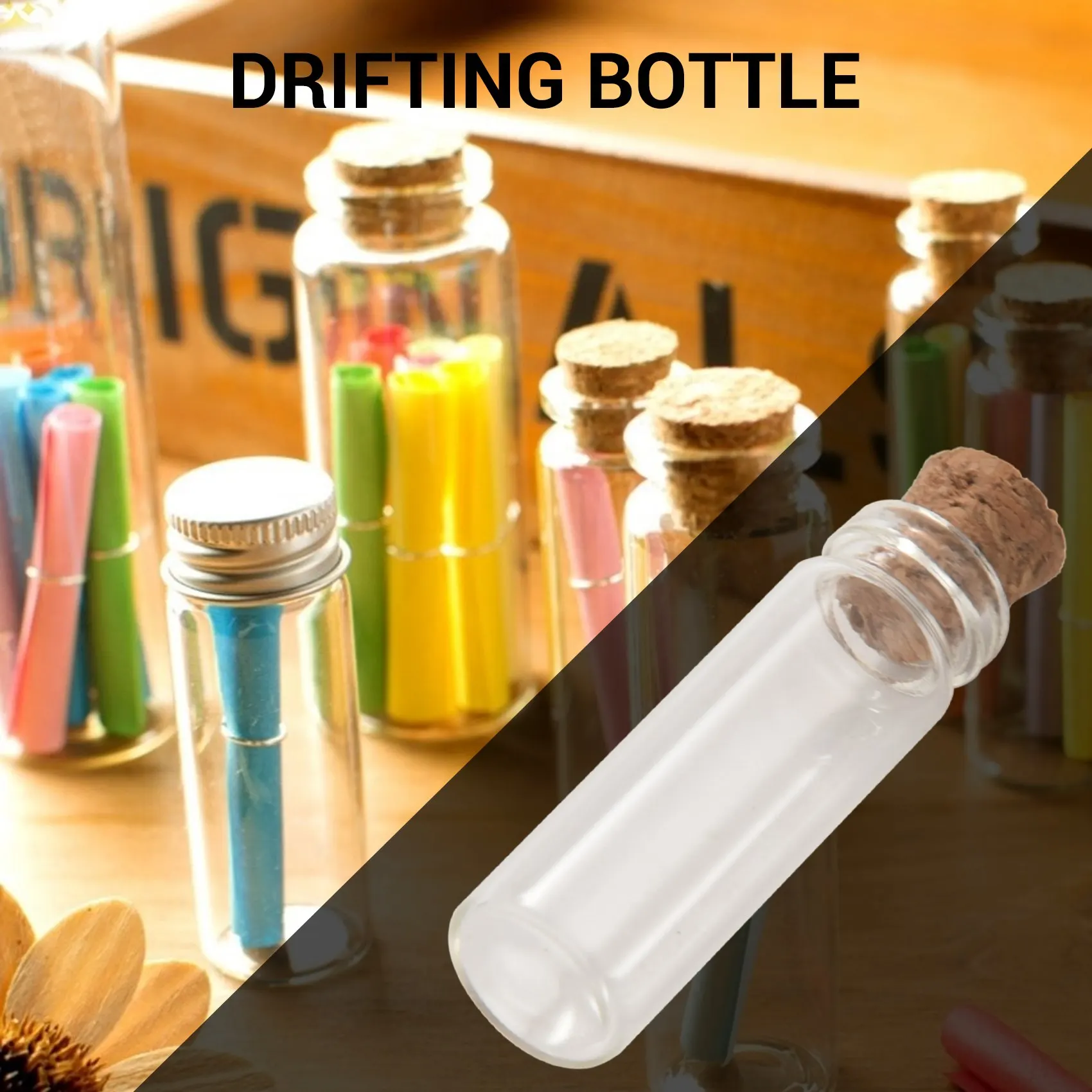 20Pcs 11X32Mm Tiny Mini Empty Clear Cork Glass Bottles Vials 2Ml