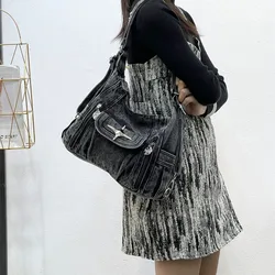 New High Quality Denim Women Handbag Casual Large Capacity Hobos Bag Hot Sell Female Totes Bolsas Shoulder Bag