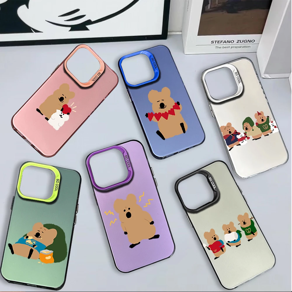 New Luxury IMD Phone Anti-drop Cover Case For iPhone 11 12 13 14 Pro Max 15 16 Plus Cute D-Dinotaeng Bear