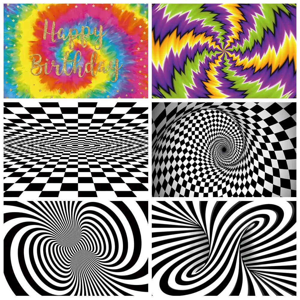 

Black White Spiral Vortex Photography Backdrop Abstract Swirl Tunnel Striped Illusion Adult Kids Portrait Photo Background Decor