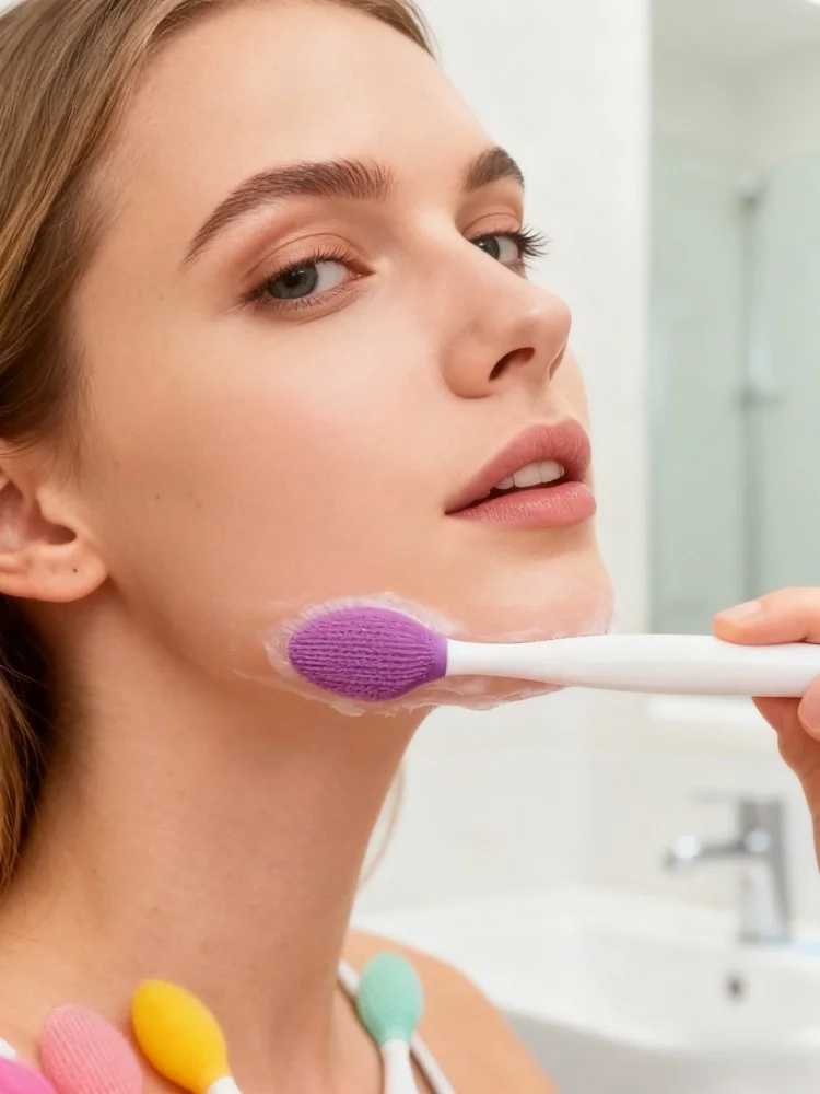 فرشاة تنظيف الوجه - شعيرات سيليكون ناعمة مقاومة للماء، تنظيف المسام العميقة، تقشير لطيف للبشرة الحساسة العادية يوميا Sk