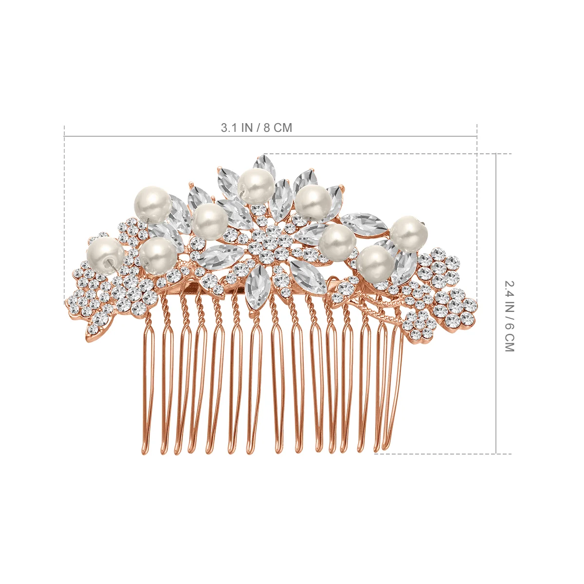 Frcolor 1PC Elegant Bridal Hair Comb Simulated Pearl Crystal Wedding Hair Accessories (Rose Gold) wedding hair comb