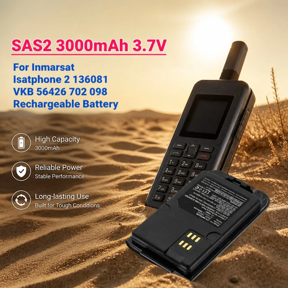 In Stock SAS2 3.7V 3000mAh Li-ion Replacement Battery For Inmarsat Isatphone 2 136081 VKB 56426 702 098 Rechargeable Battery