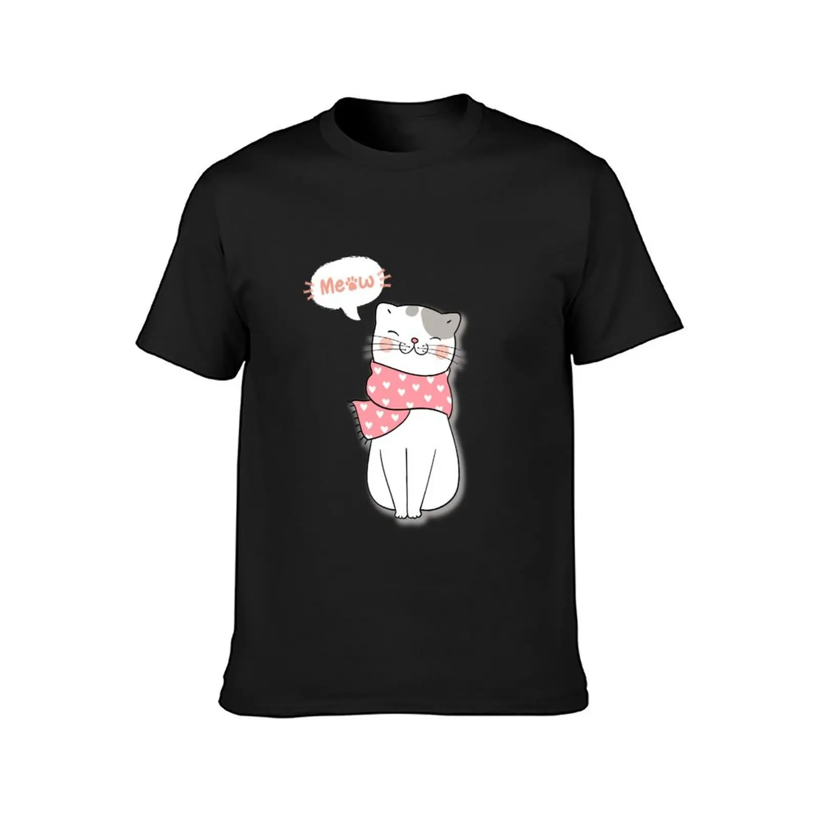 Charming cat with scarf T-Shirt customs design your own plus size tops men t shirts