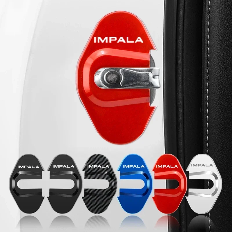 4PCS Stainless Steel Door Lock Cover for Chevrolet IMPALA Logo Anti Rust Protect Case Interior Styling Auto Accessories
