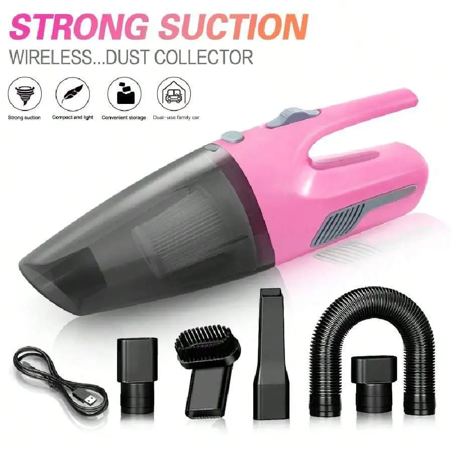 CascadeVac 2000mAh Wireless Pink High Suction Vacuum Cleaner For Home And Car Use