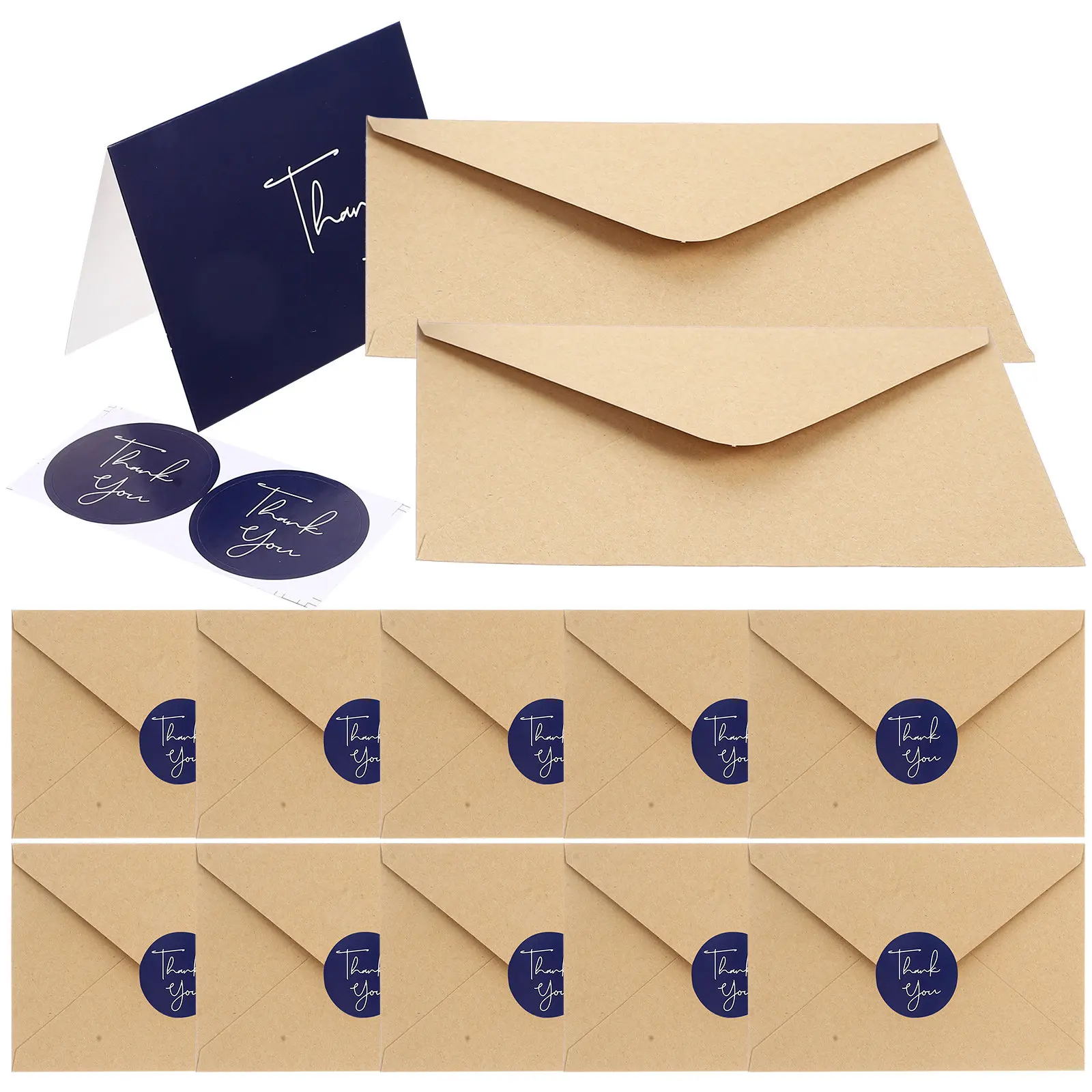 

10Sets Warm Thank You Cards for Teachers Gratitude Elegant Design Blank Cards with Envelopes Bulk Graduation Wedding