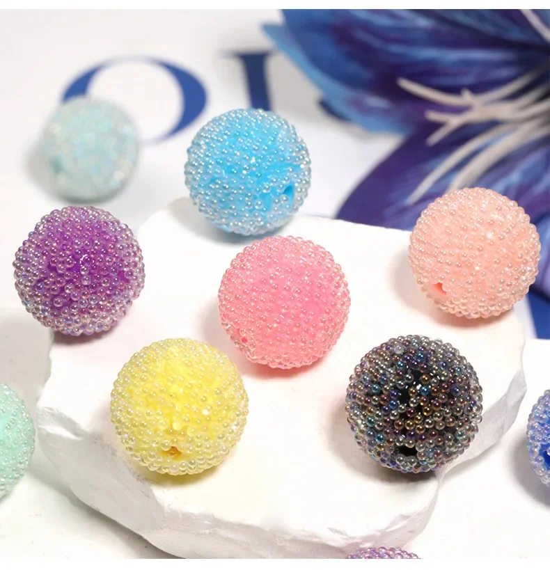 SW20 السكر شفافة من خلال ثقب فقاعة رائعة الملمس سحر سلسلة هواتف المحمول المفاتيح الإناث DIY بها بنفسك مجوهرات الاتجاه الخرز #4