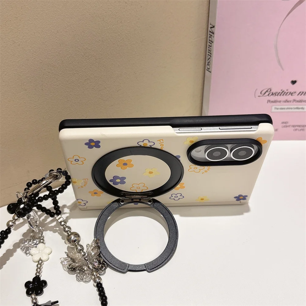 Cute Colored flowers Magnetic Phone Case For Samsung Galaxy Z Fold8 Kawaii Shockproof for Magsafe 360° rotating bracket