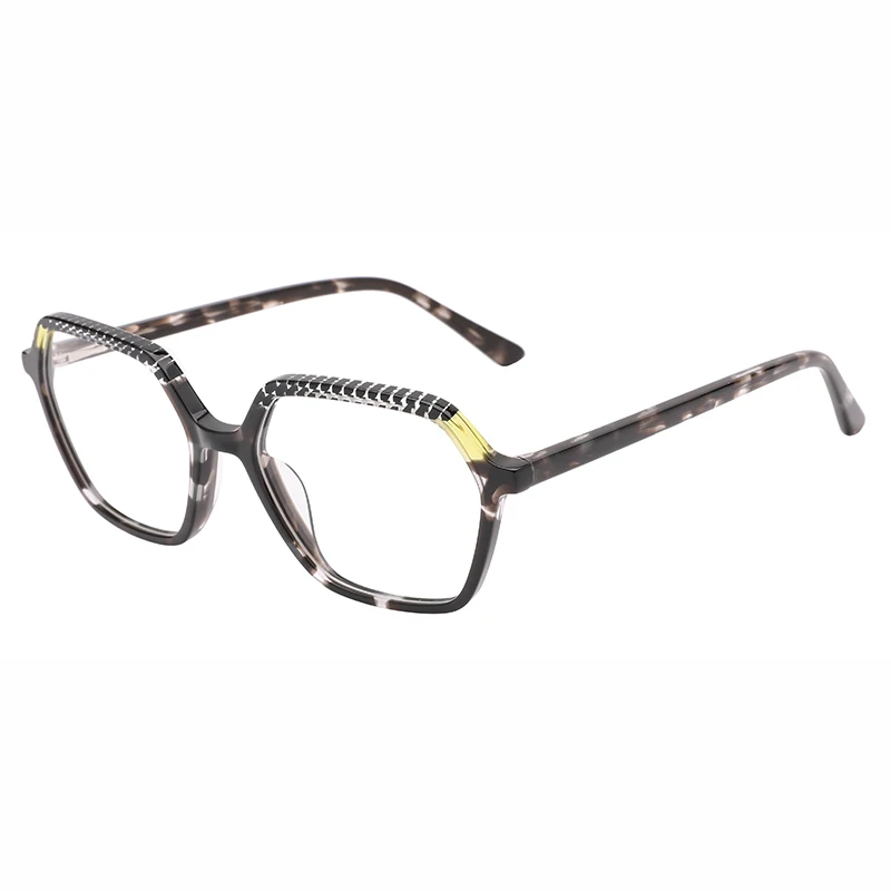 Kirka Female Eyewear Acetate Flat Cat Eye Crystal Laminating Frames Crystal Wide Temples Glasses Myopia Optic GlassesWD4304