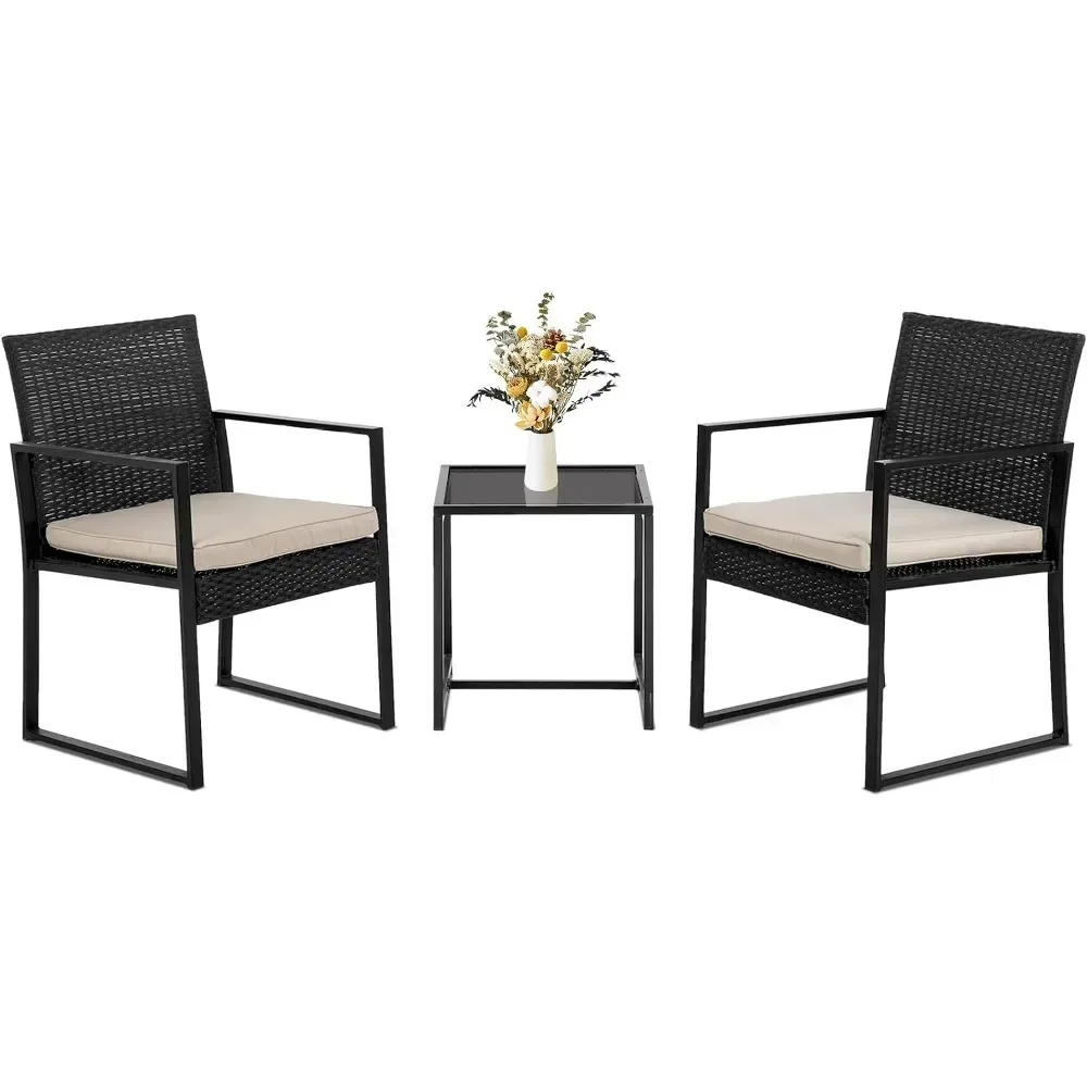 

Furniture 3-piece Set Chairs, Outdoor Rattan Dialogue Set Backyard Porch Swimming Pool Lawn Chairs