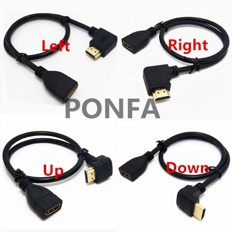 Up & Down & Right & Left Angle HDTV 1.4 Male to Female 1.4v Extension connector adapter cable HD Angled 0.15m/0.5m