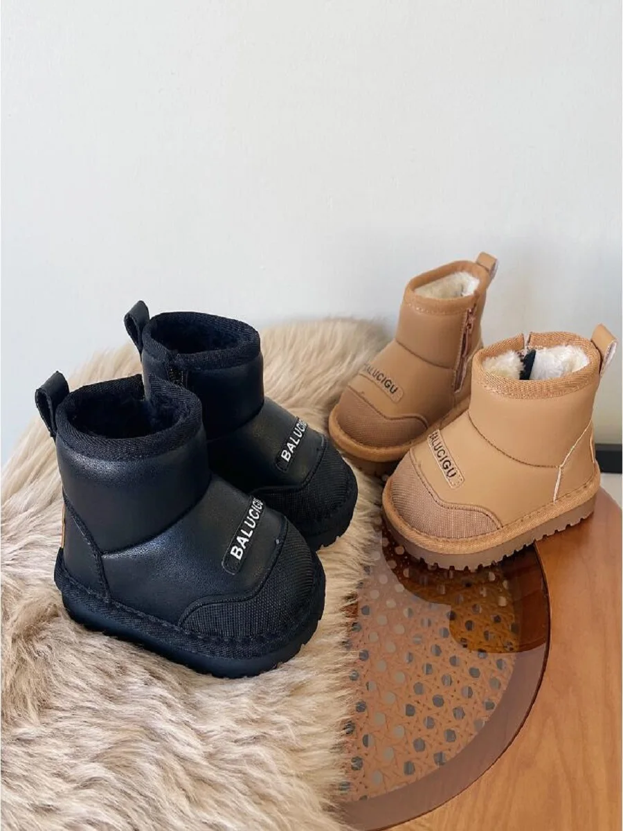 

Baby Snowy Boots Winter Soft Sole Walking Shoes Thickened Velvet Girls' Cotton Boots Baby Side Zipper Casual Cotton Shoe 16-30