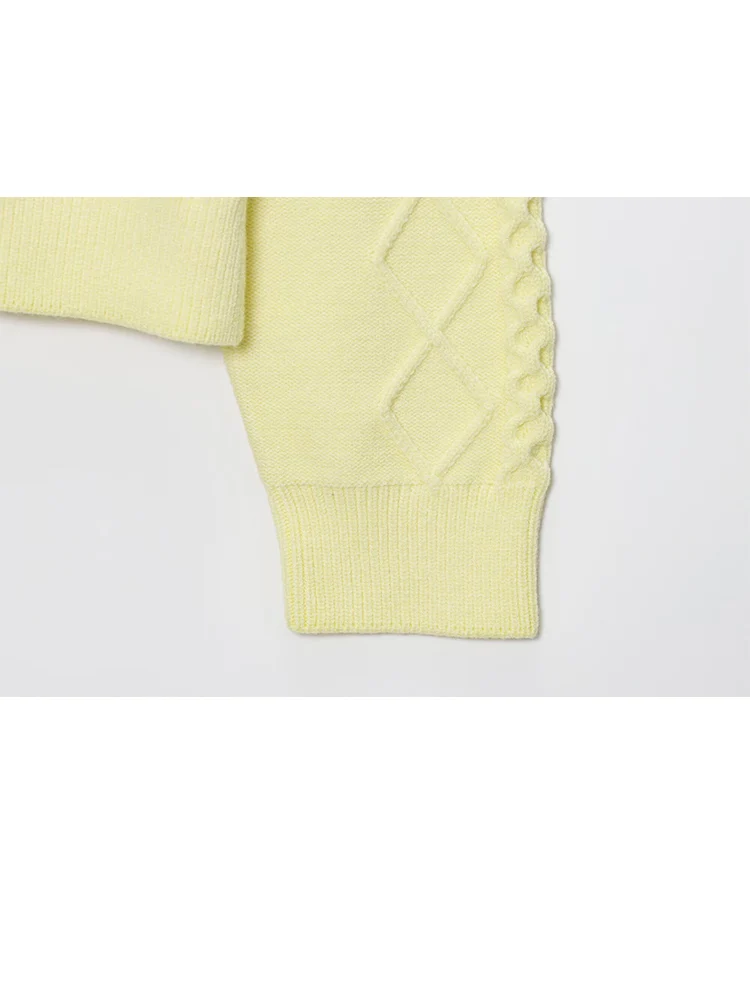 HH mode femmes jaune doux tricoté Cardigan 2025 femme à manches longues col rond boutons pull dame paresseux tricots manteau ﻿ ﻿ ﻿