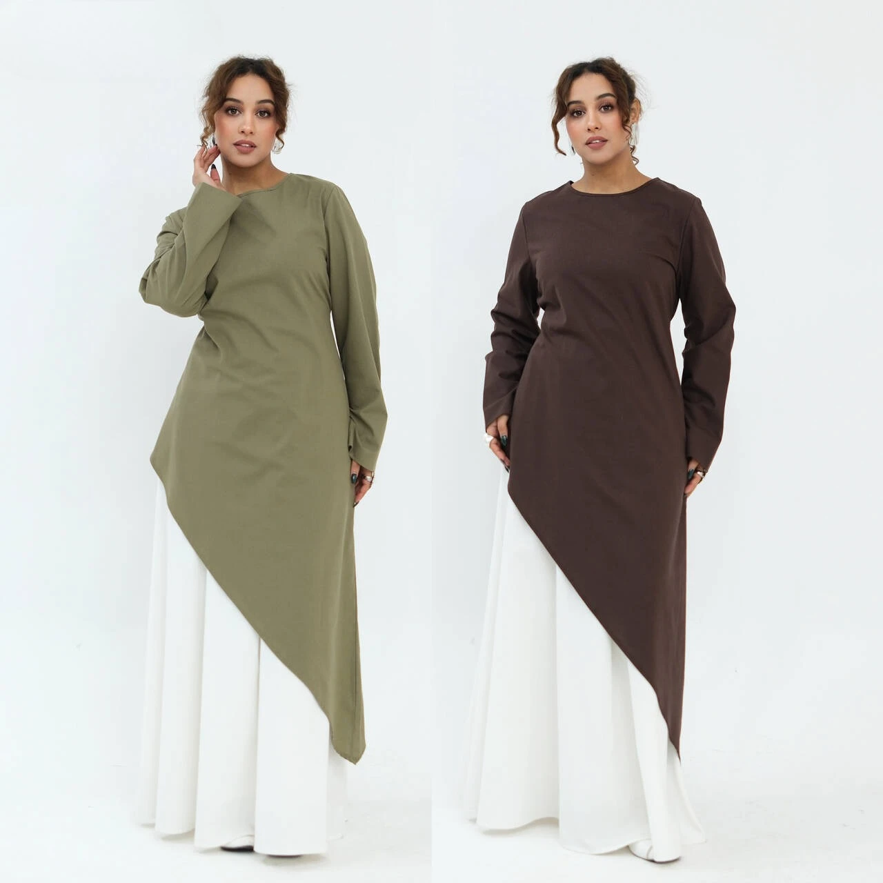 

Комплект из 2 предметов: длинная рубашка и юбка для женщин на Ид, мусульманская блузка, однотонная джалабия, наряд для Рамадана, Дубай, мусульманский костюм, арабская длинная рубашка 2026