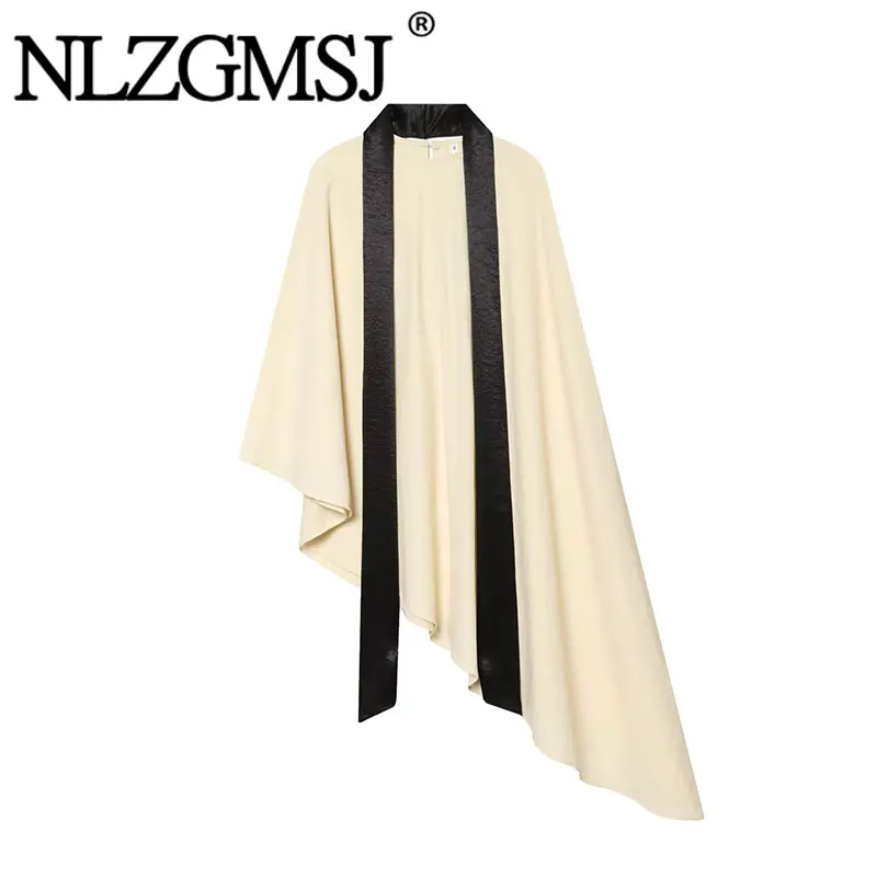 Nlzgmsj 2026  Elegant Women Asymmetric Hem Blouse With Long Scarf Decor Loose Casual Shirt For Daily Party Streetwear