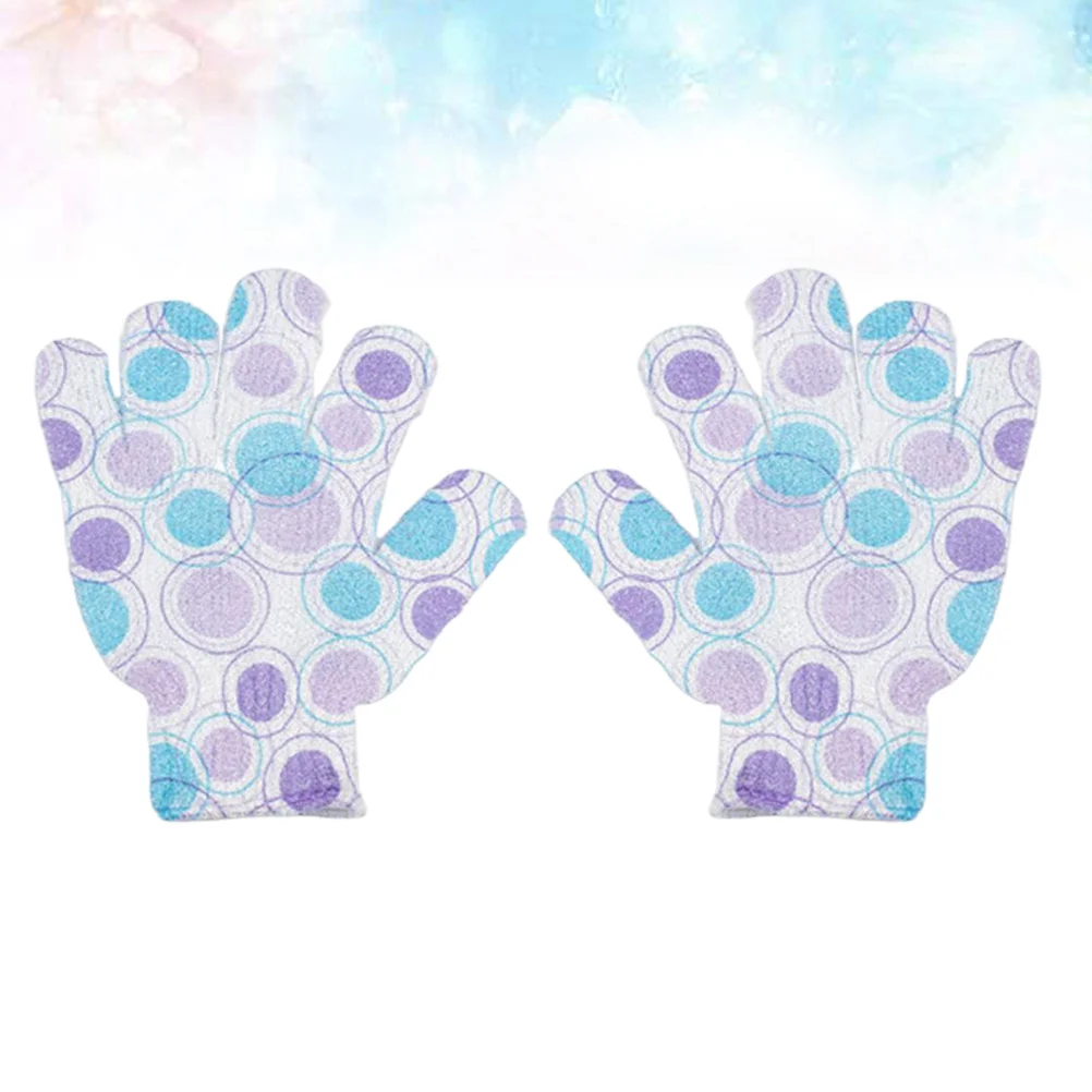 

1 Pair 5 Finger Printed Bath Shower Gloves Exfoliating Removal Durable Nylon For All Skin Types