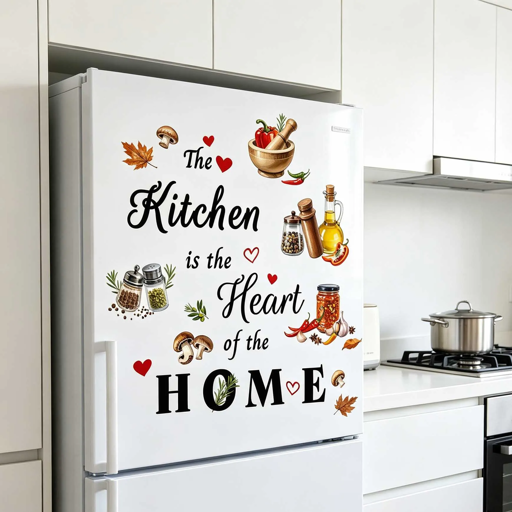 1pcs Kitchen/dining room wall decoration: decorative wall stickers, creative kitchenware, pepper/salt English slogan stickers.