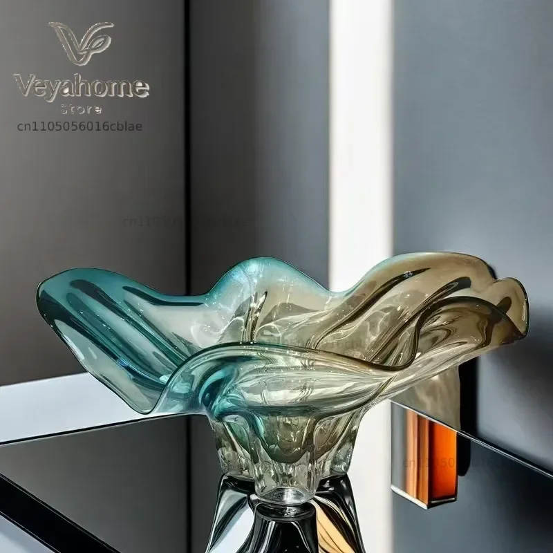 Light luxury modern thick glazed fruit plate living room coffee table dining table creative glazed storage plate ornament
