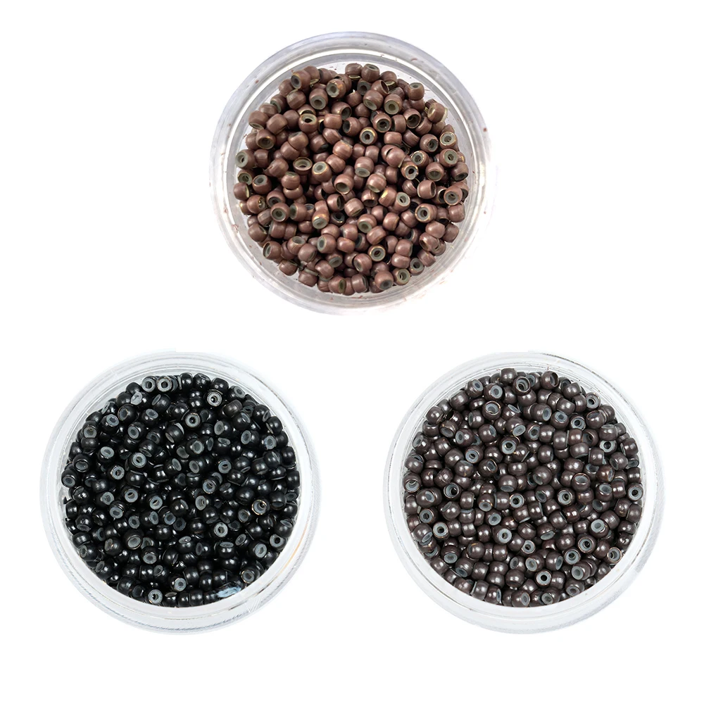 500ชิ้น1000ชิ้นแหวนยางนาโนซิลิโคนทองแดงขนาด3*2มม. สำหรับวิกผมต่อลูกปัดมีเส้นเครื่องมือสำหรับร้านเสริมสวยลูกปัดนาโนลูกปัด