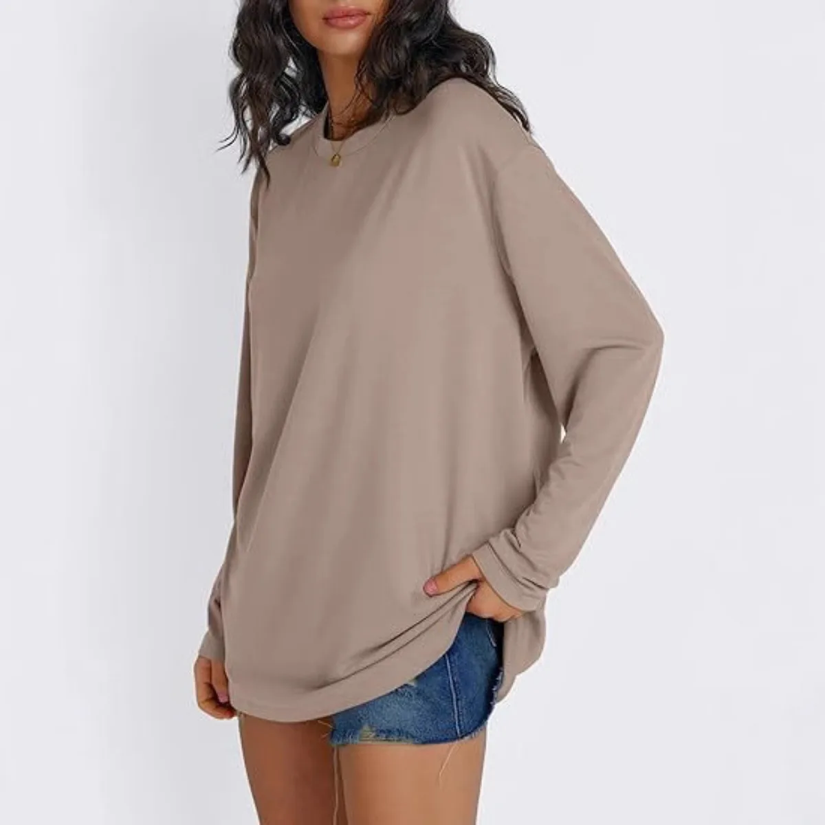 Oversized Korean Sweatshirts Women 2024 Autumn O-Neck Long Sleeve Casual T-Shirts Spring Laides Loose Solid Color Pullover Tops