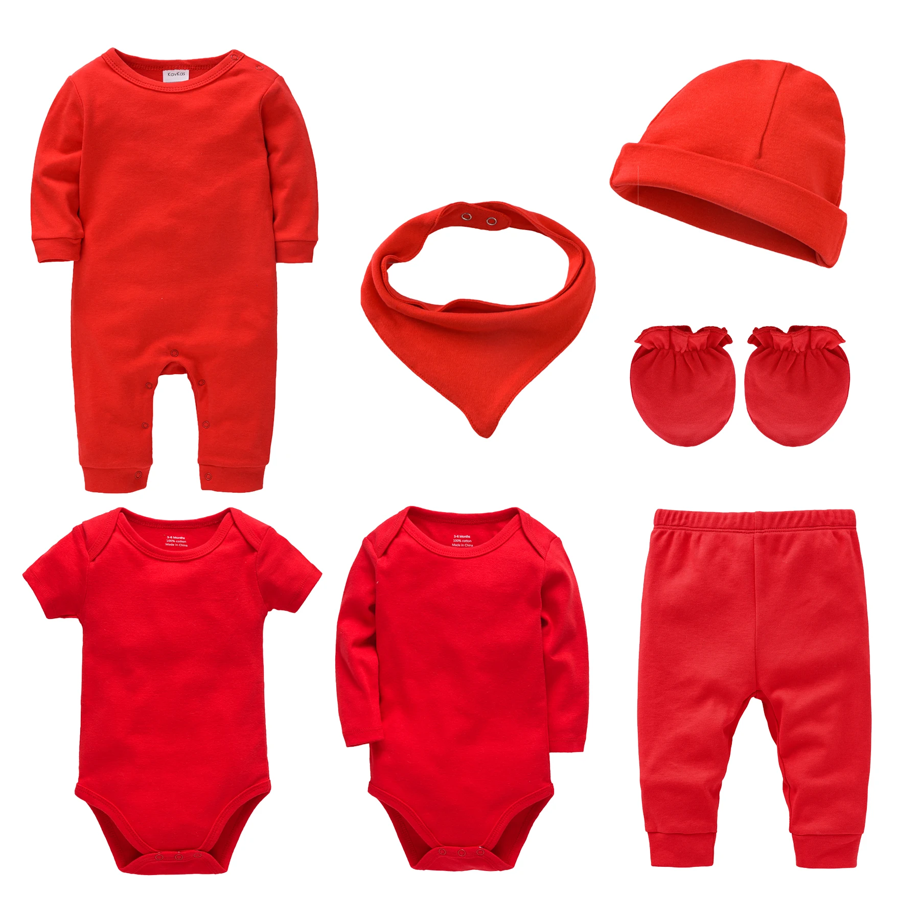 Unisex Baby Clothes Set 7 Pcs/lot Newborn Cotton Rompers Solid Overalls 0-12 Months Infant Clothing