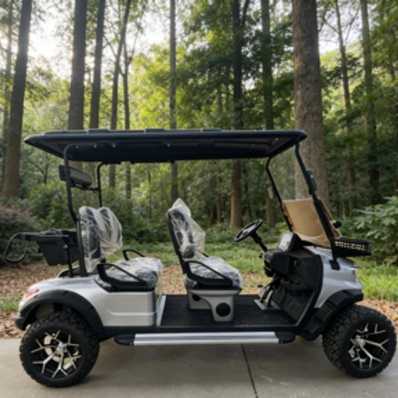 Quality Assurance 4 Seater Electric Golf Cart Long Range 72V Electric Golf Buggy With Golf Bag Straps And Basket For Golf Course