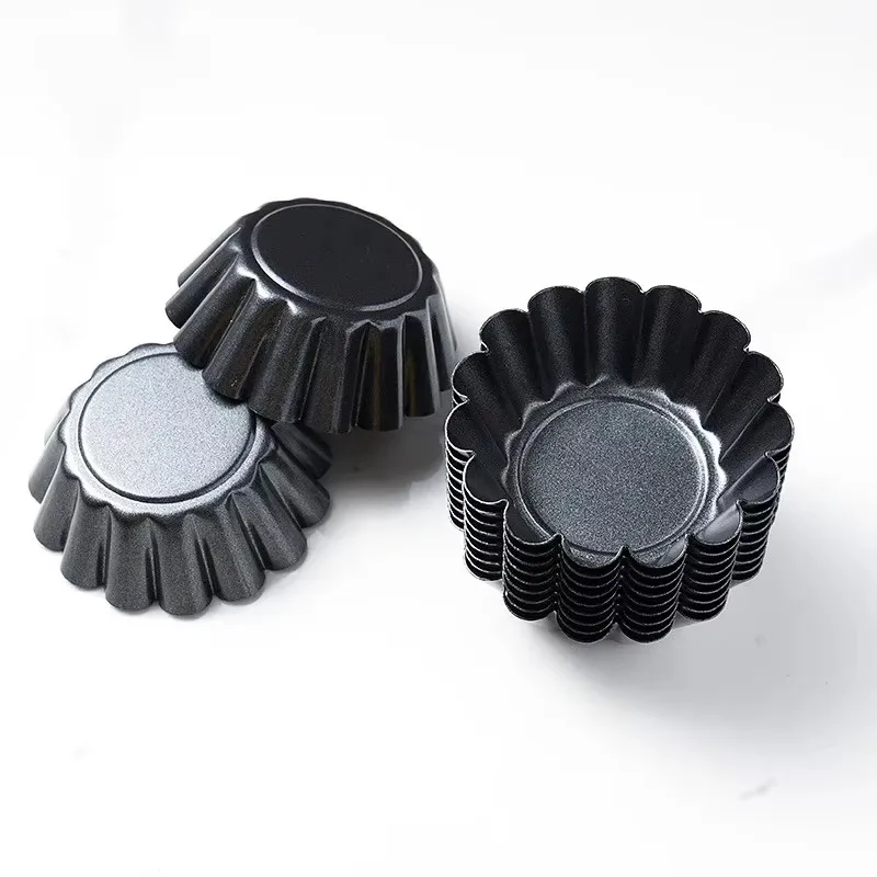 Reusable Thickened Non-Stick Carbon Steel Tart Molds, Baking Cups for Egg Tart, Pudding