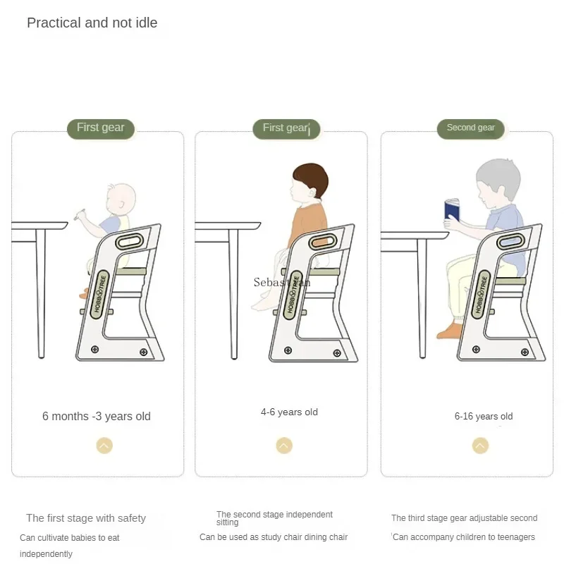 Sillas de comedor de patas altas para bebés y adultos, sillas de aprendizaje para el crecimiento del bebé