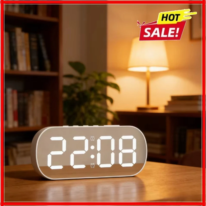 

3D LED Digital Alarm Clock with Large Display - Dual Alarm, Snooze, Temperature & Date - 5 Level Brightness & Night Mode Moder