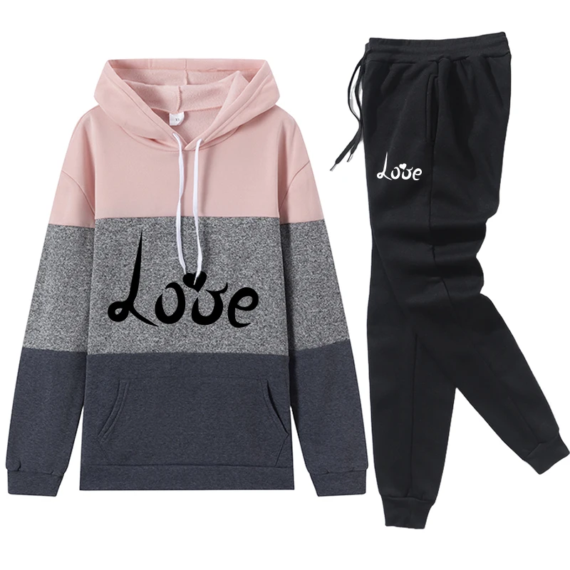 

Женский спортивный костюм: толстовка с капюшоном и брюки, осенне-зимний комплект для повседневных занятий спортом, бега, дома и на улице, комфортная теплая повседневная одежда, спортивная одежда