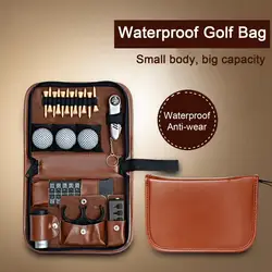 Saco multifuncional de golfe vazio conjunto de couro falso kit de ferramentas saco de transporte range finder faca escova bola clipe t pontuação golfe acces