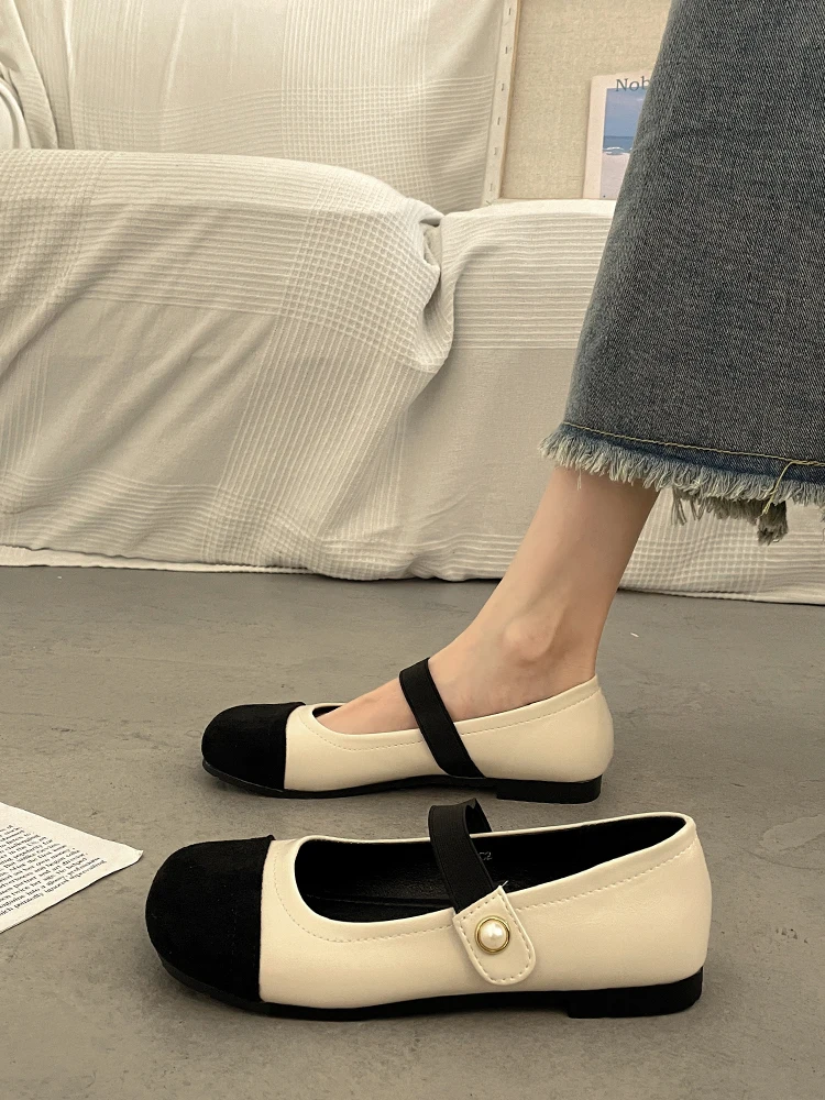 Mocasines de piel con punta redonda para mujer, calzado informal, estilo oxford, para Otoño y verano, 2023