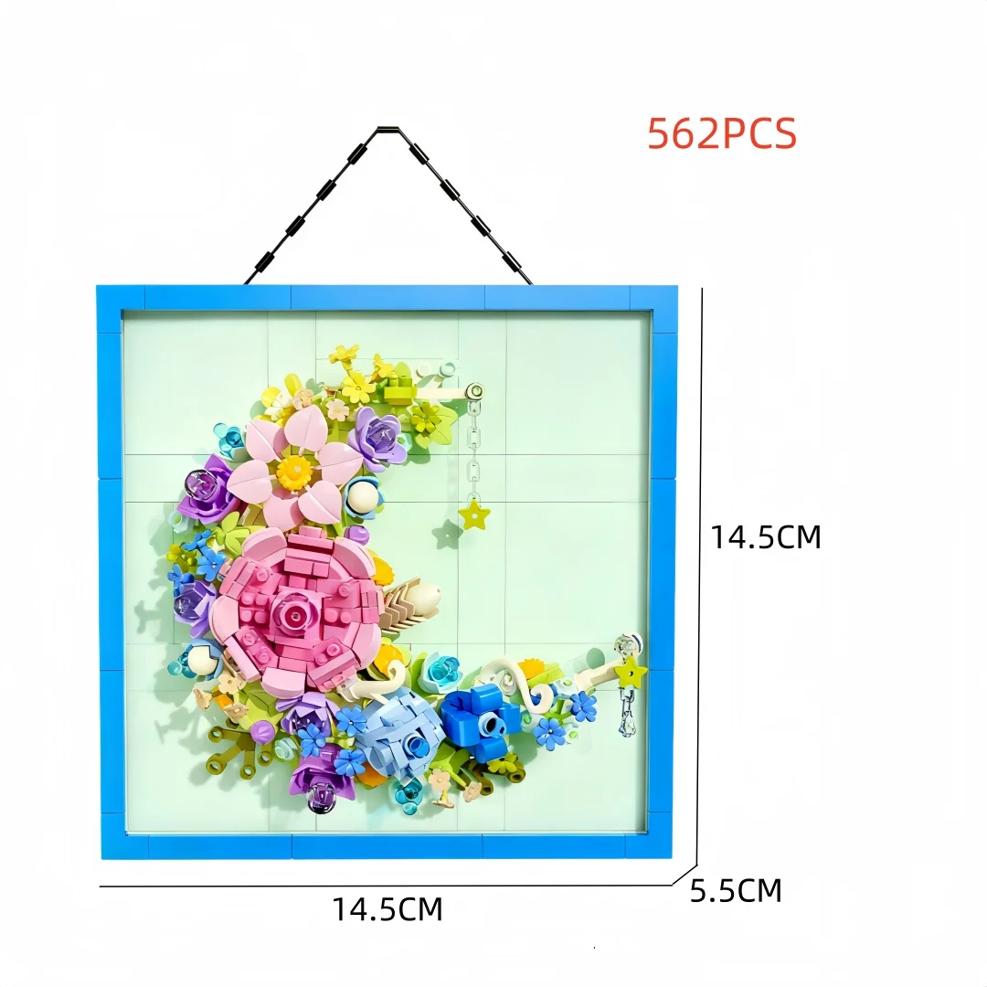 WIST GEBOUWD Innovatieve Bouwsteen Bloem 3D Fotolijst Ornament-Ideaal DIY Decor, Cadeau voor Meisje, Muur Hangend & Educatief Speelgoed