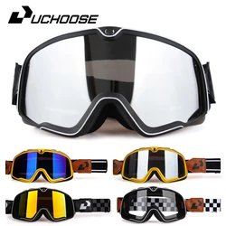 Bicycle Goggles Leather Windshield Goggles Motorcycle Retro Ski Goggles, ATV Sunglasses, Anti-slip Strap, UV Protection, Bicycle
