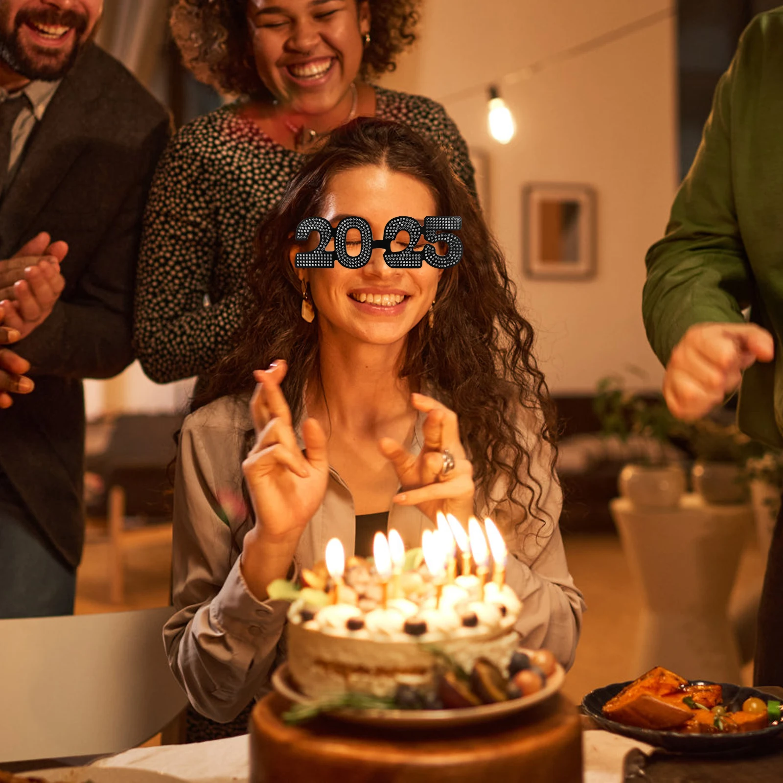 

1Pair 2025 Party Glasses Number Shaped Eyewear Cute Lightweight Fashionable Holiday Accessory for New Year Celebration Event