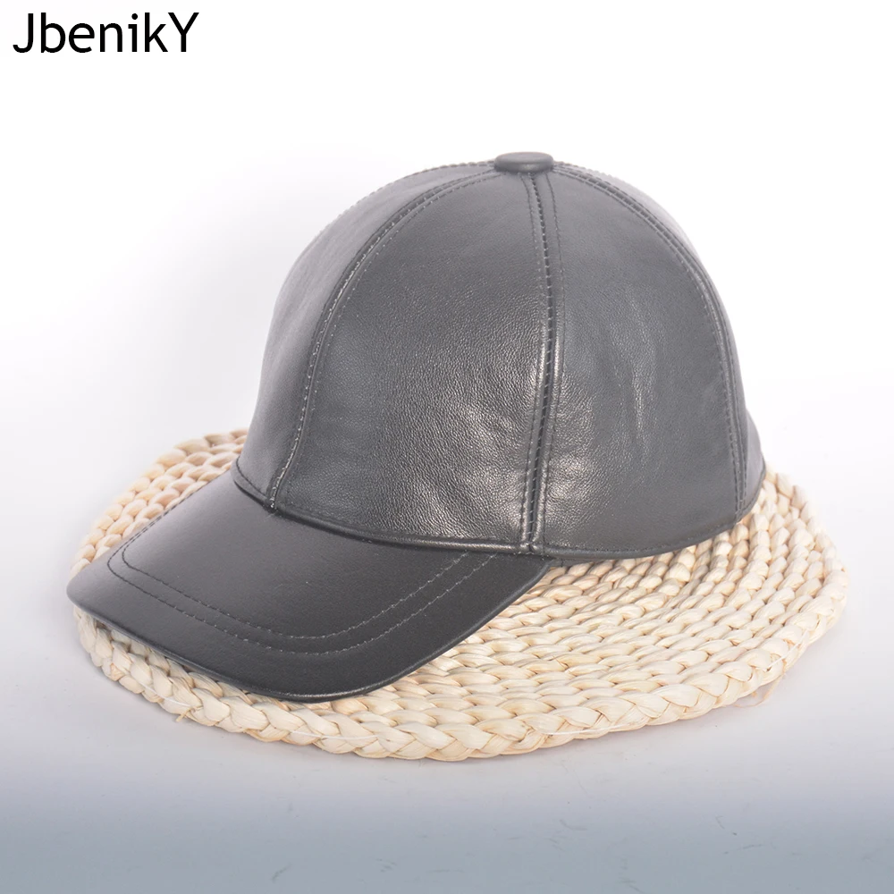 

New Men Casual Real Leather Earflap Cap Men Real Cowhide Leather Caps Male Fall Winter Genuine Real Cow Leather Baseball Hats