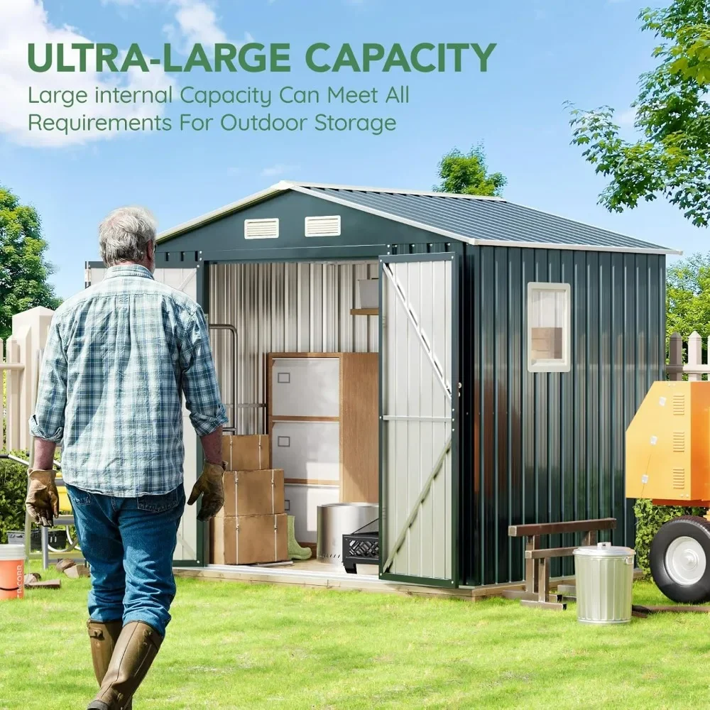 6x8 FT Outdoor Storage Shed, Garden Shed with Updated Frame Structure and Lockable Doors postmodern