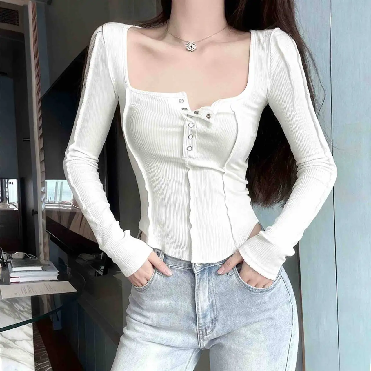 البلوزات لاعبا البلوفرات امرأة تريكو الثلوج الياقة المدورة الرياضة لعبة الشارع الشهير الأداء النشط تنفس الخريف صالح #4