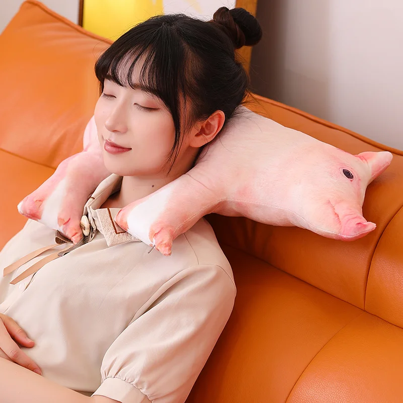 1Pc 3d Simulatie Varken Pluche Kussen Gevuld Real Life Piggy Pop Grappige Nek Kussen Zachte Rug Kussen Sofa Decor Geschenken