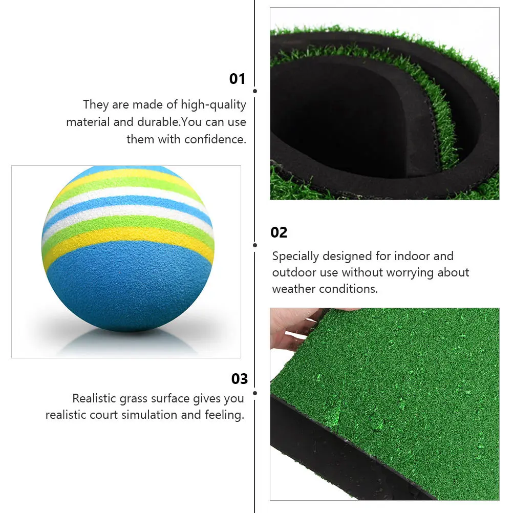 

5Pcs Golf Practice Mat Set Durable Indoor Outdoor Hitting Pads Realistic Grass Surface Training Exercise Practice Pad